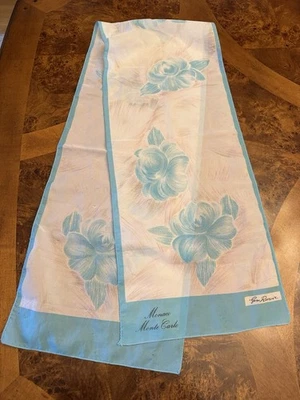 BUFANDA DE SEDA JIM THOMPSON DE COLECCIÓN ESTAMPADO FLORAL AZUL ”MONACO MONTE CARLO” “GIM RENOIR” Foto 1 de 4