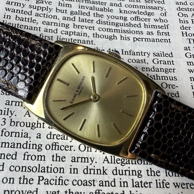 Baume & Mercier Solid 18K Gold Tonneau Tank Quartz Excellent 25mm X 35mm - Image 1 of 4