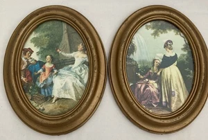 Vintage Victorian Pictures Oval Action Cheswick PA 2er Set Gerahmt Made In Italy - Bild 1 von 12