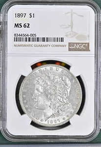 1897 Morgan Dollar NGC Certified MS62 - Picture 1 of 2