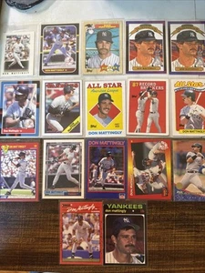New York Yankees DON MATTINGLY 18 Baseball Karten Lot 80er Topps, Donruss, Score - Bild 1 von 24