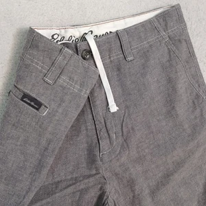 NEU Eddie Bauer Herrenshorts 33 x 8 grau Leinenmischung Kordelzug Reißverschlusstasche - Bild 1 von 10