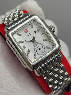 [WORKS] Michele Deco .08 Carat Diamond 29mm St. Steel Watch MW06V00A0046 6.3" - Image 1 of 4