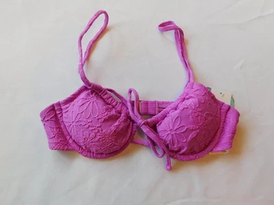 Hobie 女式青少年比基尼游泳泳衣上衣仅尺寸 XL 紫色全新带标签 — 第 1/4 张图片