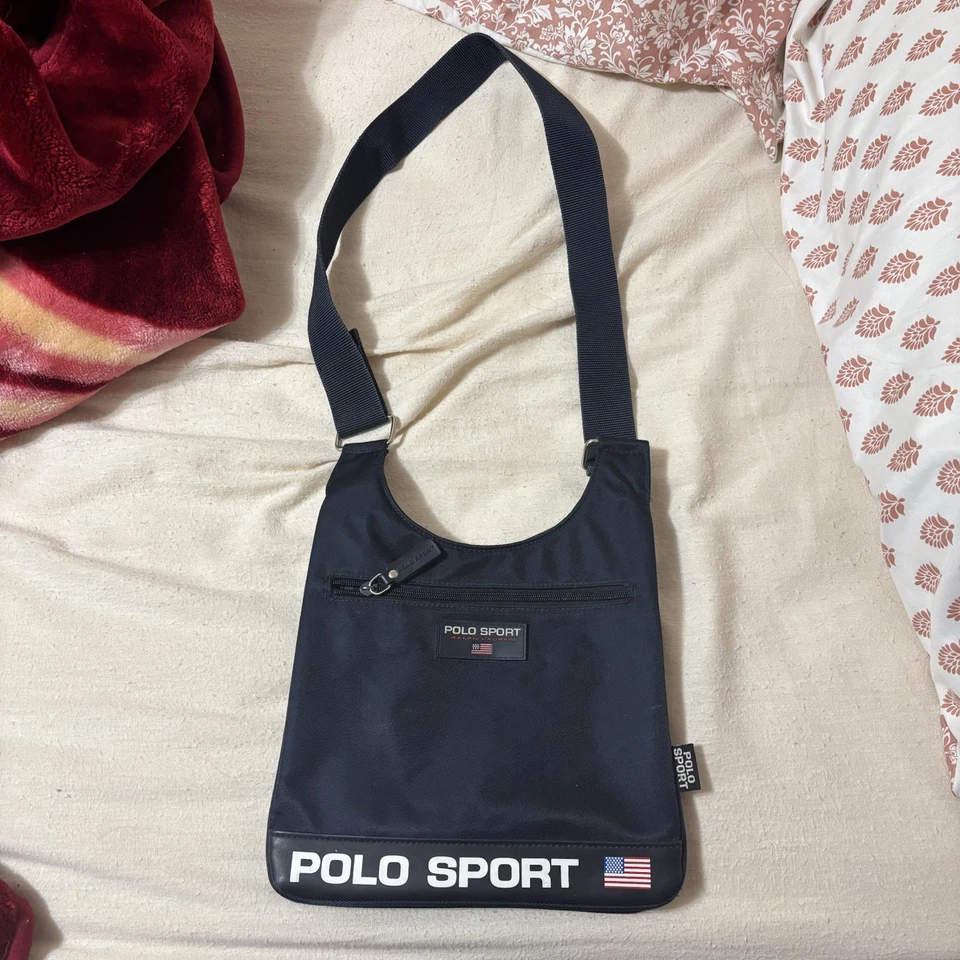 Bolso Bandolera Polo Sport Ralph Lauren Nylon Mini Mensajero Azul Marino Y2K Foto 1 de 4