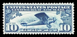 Scott C10 1927 10c Dark Blue Lindbergh Airmail Issue Mint VF OG NH Cat $12.50 - Picture 1 of 1