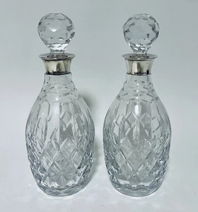 Matching Pair of Cut Glass Decanters with Sterling Silver Collars 1988 - Picture 1 of 12