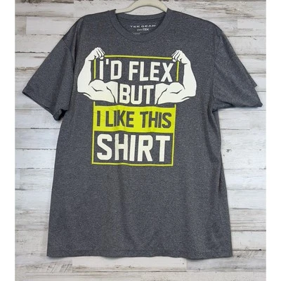 Tek Gear "I'd Flex But I Like This Shirt" Workout Fitness Gym Tee Funny Men Sz L - Image 1 of 4