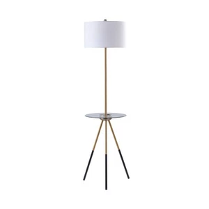 Teamson Home Myra Floor Lamp with Glass Table and Built-In USB Port, Gold/Black - Picture 1 of 12