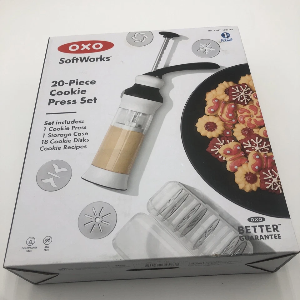 OXO 20-Piece Cookie Press Set with 18 Disks W/ Storage Case