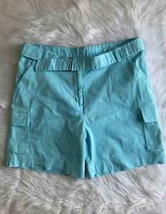 Basic Edition Shorts Womens Size 18 Blue Cotton Belted Bottoms
