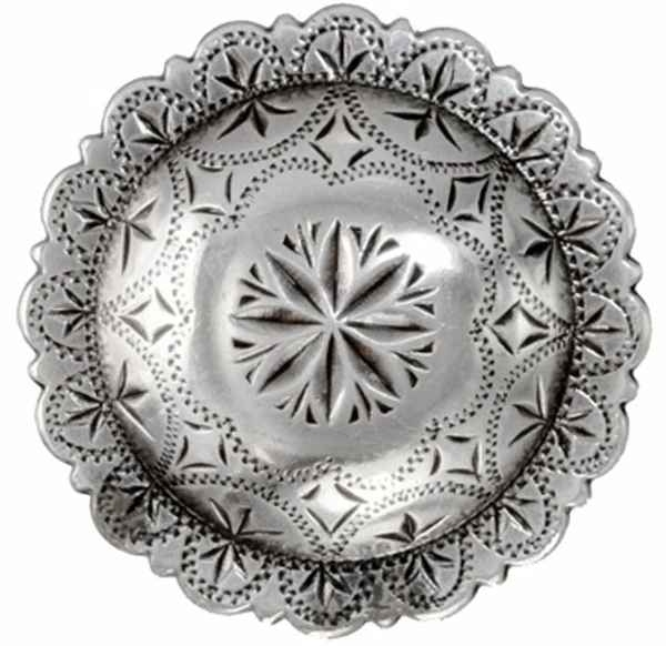 Western Equestrian Tack Set of 6 Antique Silver Windrose 1/2" HATBAND Conchos - Image 1 of 1