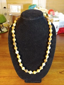 VTG Natural Wood Bead Beaded Necklace - Picture 1 of 6