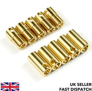 5 pairs 6.5mm Gold Bullet Connectors / Banana Plugs RC Car/Drone Lipo Battery - Picture 1 of 5