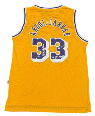 Kareem Abdul-Jabbar Signed Jersey w/ "HOF '95" "6x NBA Champs" Beckett Witnessed - Image 1 of 4