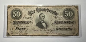1864 $50 RICHMOND Confederate Note - Picture 1 of 14