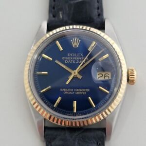 Hombre Rolex Oyster Datejust 1603 36mm 18k Oro Ss Automático 1960s Vintage RA313