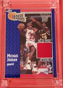 MICHAEL JORDAN WORN SHOOTING SHIRT PIECE FLEER LEADERS CARD 2024 Jersey Fusion - Picture 1 of 2