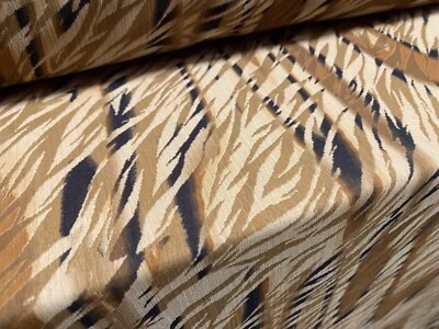 Printed Chiffon Yoryu Dress Fabric, Per Metre - Stylised Zebra Print - Tan Black - Image 1 of 3