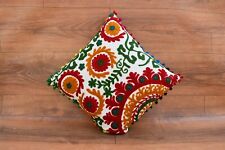 16 x 16 Indian Red Suzani Cotton Home Décor Suzani Embroidery Cushion Cover AU