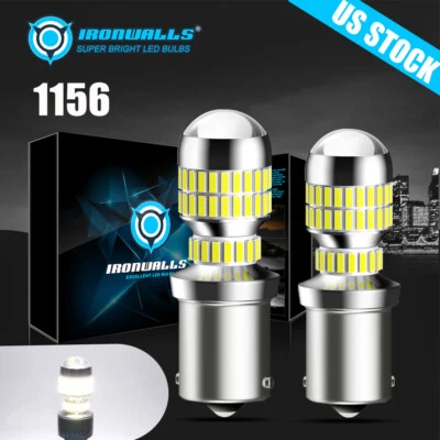 2 PIEZAS IRONWALLS 1156 LED Bombillas de Respaldo Luz Inversa 6500K Blanco Estacionamiento DRL Lámpara Foto 1 de 4