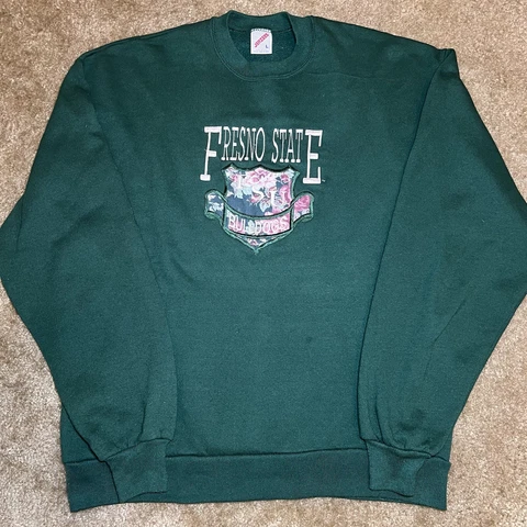 *Vintage* Jerzees Fresno State Bulldogs Sweater shirt NCAA Floral Embroidered Cover