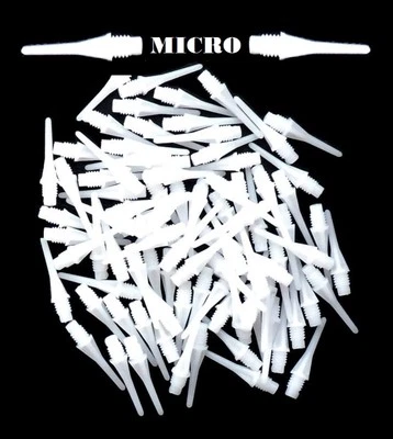 100 Harrows White 19mm Plastic Micro Soft Tip Dart Points - Ships w/ Tracking