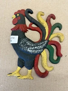 Vintage Farmhouse Kitchen Decor Rustic Cast Iron Rooster 9” Tall - Picture 1 of 11