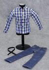 1/6 Action Figure Zubehör Blue Plaid Shirt Jeans Kleidung Für  
