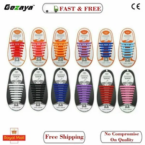 Zapatos sin ataduras cordones planos redondos perezosos elásticos zapatos de entrenamiento de alta calidad Reino Unido - Imagen 1 de 16