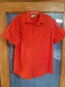Magellan Mens Sportswear MagShield SS Button Cotton RipStop L Orange - Picture 1 of 9