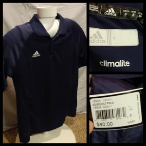 Herren Adidas Climalite dunkelblau gestreiftes kurzärmliges Poloshirt Größe Small neu mit Etikett - Bild 1 von 10