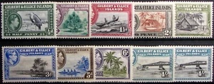 1939 GILBERT & ELLICE ISL. #40-48b: MH 'KGVI' pictorial set compl. to 1 Shilling - Picture 1 of 2