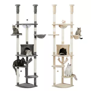 PAWZ Road Cat Tree Scratching Post Cat Tower Floor to Ceiling Scratcher Bed Toys - Picture 1 of 38