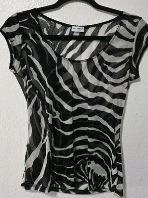 Dolce & Gabbana Mujer Vintage Malla Transparente Top Animal Estampado Cebra Talla M Ref:168 Foto 1 de 4