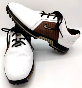 Nike Golfschuhe Herren 8 Braun Weiß Leder Spikes Sportlich Komfort 379228-173 - Bild 1 von 7