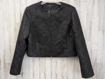 Preston & York Bolero Jacket Womens 14 Black Embroidered Floral Holiday Cocktail - Image 1 of 4