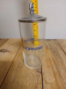 Vintage Retro Glas Strohhalm Halter Chrom Deckel 6,5" hoch Corning  - Bild 1 von 4