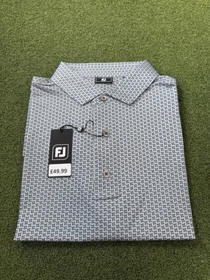 FootJoy Golf shirt Size Medium EU Houndstooth Geo Lisle Grey 34006 - Image 1 of 3