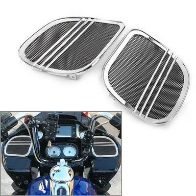 Cubierta de parrillas de altavoz Tri-Line para Harley Road Glide 2015-2022 2021 plateada Foto 1 de 4