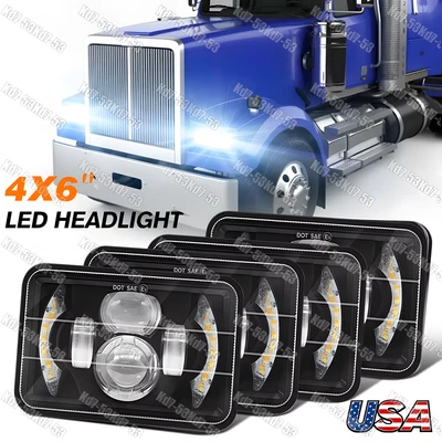 4x6" LED Headlights H4656/4651 Hi-Lo Beam 4PCS For Western Star 4900 Semi Truck - Image 1 of 4