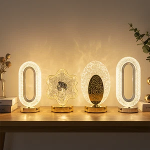 Touch Dimming Tricolor LED Desk Lamp Acrylic Room Table Night Light Rechargeable - Picture 1 of 20