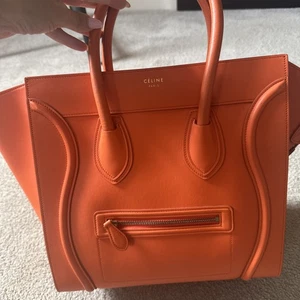 CELINE Phantom Shoulder Bag Orange Leather Brilliant Condition - Picture 1 of 8