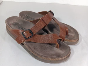 Mephisto Helen Buckle Detail Sandals Women’s 37 Brown Leather Casual Cork Footed - Picture 1 of 7