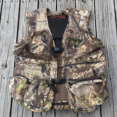 Field & Stream Turkey Camo Vest Size XL/2XL With Seat Cushion Realtree Hunting - Image 1 of 4