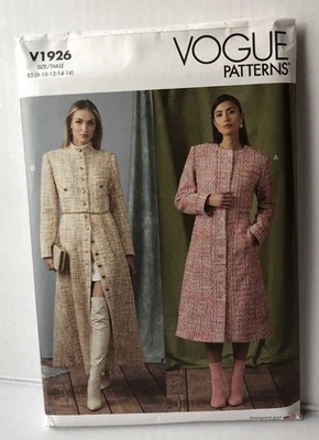 Vogue 1926 Misses Coat Sewing Pattern . Sizes 8-10-12-14-16 New Uncut  - Image 1 of 2