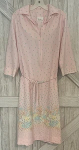 Vintage 1970’s Leslie Pomer Women’s Pink Floral Light Summer Dress - Picture 1 of 13