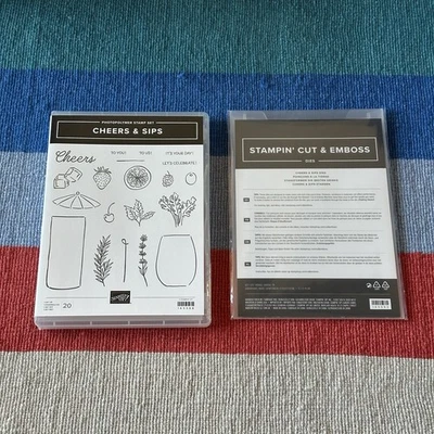 NUEVO Stampin' Up! Juego de estampillas de fotopolímero Cheers & Sips y troqueles de corte y relieve Foto 1 de 3