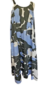 Opificione Neirami blau schwarz abstrakt Sommer Tank Zelt Kleid Made in Italy Medium - Bild 1 von 17