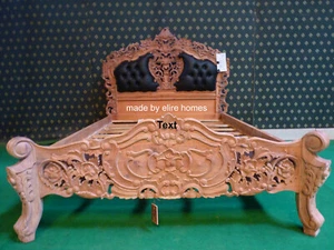 UK STOCK ~ 4'6" Unpainted Raw Natural French style Rococo bed ~ TOP QUALITY - Picture 1 of 2